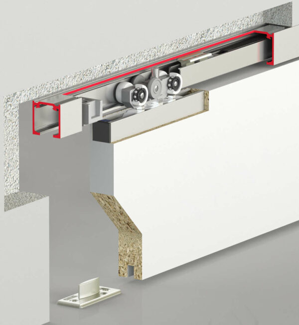 SYSTÈME DE PORTE COULISSANTE 60 KG - FERMETURE DOUCE À DEUX SENS