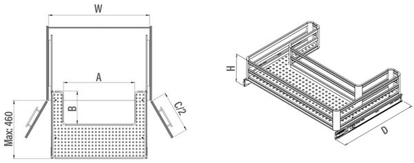 Tiroir sous l'évier indépendant en aluminium caisson – Image 4