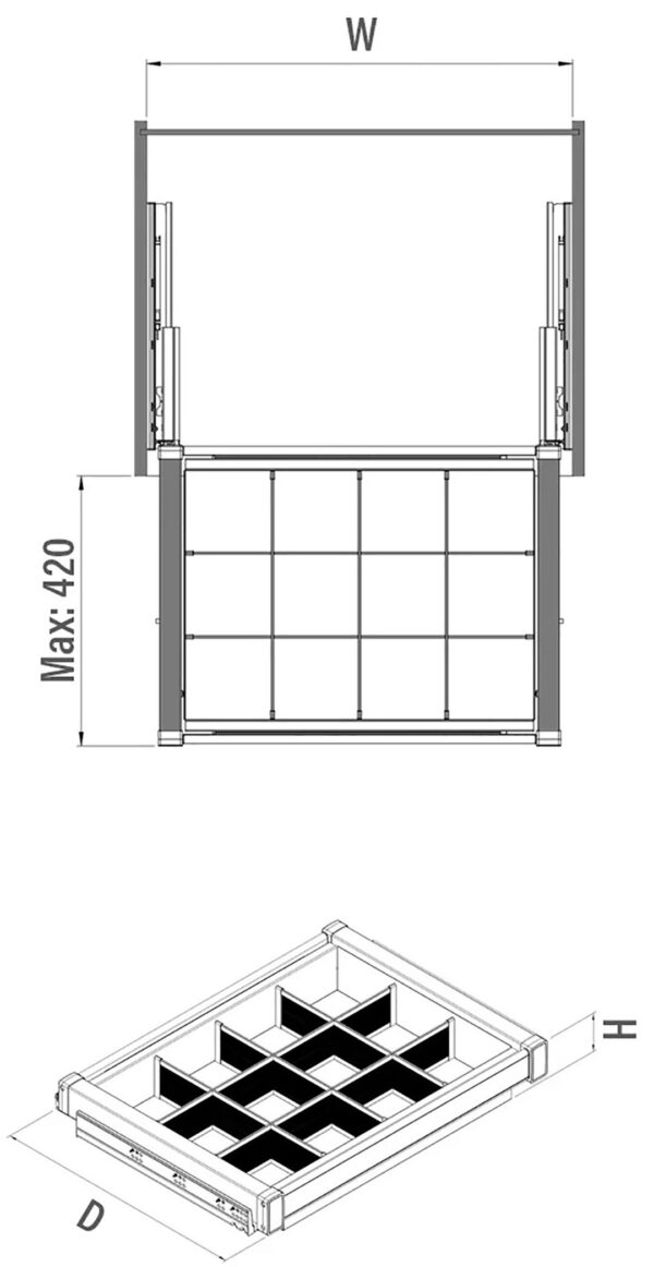 Étagère en aluminium à montage sous plan avec séparation – Image 5